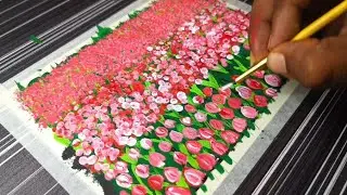 Tulips🌷 flowers fish eye red painting||Easy tulips painting.