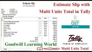 Tally TDL for Estimate Slip with Multi Unit Total - Tally Add on for Estimate with Multi Unit Total