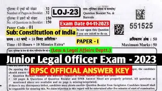 "RPSC JLO Paper 1 Answer Key: Constitution of India (Official Solutions)"