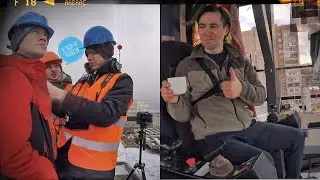 Reporters at the construction site. NTV refused to climb the crane. A segment for the 