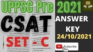 uppsc answer key 2021 - CSAT Solved uppsc pre answer key 2021