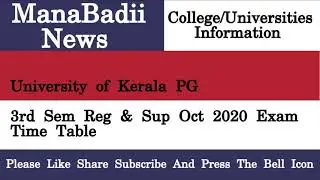 University of Kerala PG 3rd Sem Reg & Sup Oct 2020 Exam Time Table