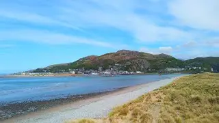 Walking at Fairbourne looking towards Barmouth