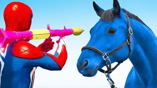 Water Ragdolls GTA 5 Spiderman vs Horses