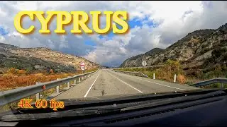 Driving to Troodos mountains . Cyprus 2022 January