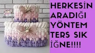 PENYE İPTEN KARE SEPET YAPIMI TERS SIK İĞNE YÖNTEMİ