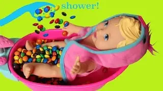 Baby Doll shower with colourful gems | Little Mommy Bathtime Doll | Tiny Pix