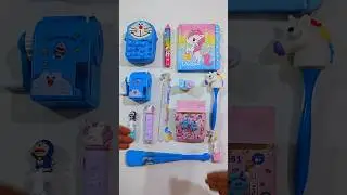 doraemon & unicorn stationery items- pencil sharpener, notebook, pencil case, #stationery #unboxing