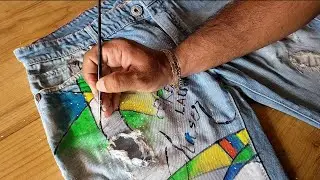 DIY / Turn Old Denim Into New Funky Denim / Painting On Denim Using Acrylic Paints