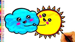 Sevimli Bulut ve Güneş Çizimi - Kolay Çizimler - How To Draw a Cute Cloud and Sun
