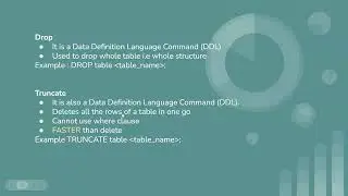 Difference between DELETE , DROP and TRUNCATE