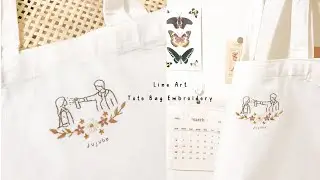 Line Art Tote Bag Embroidery | Our Beloved Summer Art
