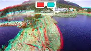 Drone 3D, 4K, Flying over Rocky Shore, Seacoast, 3D video, ANAGLYPH, RED/CYAN, Jan 3, 2021