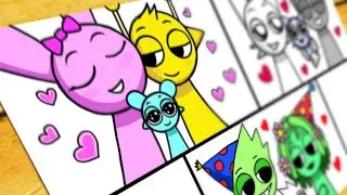 Drawing Love Family INCREDIBOX SPRUNKI ❤❤❤  Their kids are very cute - Happy Ending