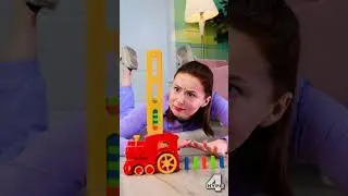 SISTER RUINS THE DOMINO TRAIN! 😡 Watch This Epic Gadget Fail! 🚂 #shorts