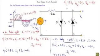 Zener Diode Clipper Circuit : Example 6 (with simulation)