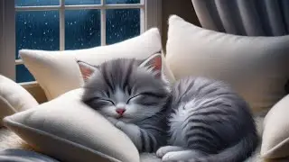 Drift Into Sleep: Cozy Rain & Relaxing Music with a Sleeping Kitten
