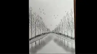 How to draw a tree in One-point prespactive | step by step for beginners #creative #drawing #art