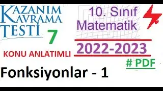 10. Sınıf | Kazanım Testi 7 | MEB | 2022 2023 | Fonksiyonlar 1 | Matematik | PDF