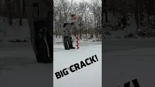 Ice CRACKS While Drilling #icefishing #thinice #winter