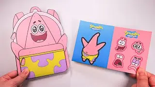[ Paper Diy ] School Bag 스폰지밥 뚱이 SpongeBob Patrick Star Blind Bag & Sticker Book ASMR