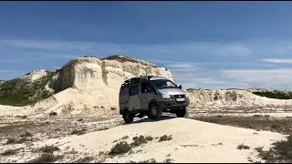 Southern Urals on Sobol 4x4. Salt lake. Desert. Bukobay ravines. Pokrovskie chalk mountains.