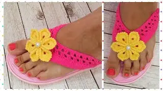 🥳ПРЕВРАЩАЕМ ОБЫЧНЫЕ ШЛЁПАНЦЫ В МОДНУЮ ОБУВЬ НА ЛЕТО🩰crochet shoes💐gehäkelte Schuhe
