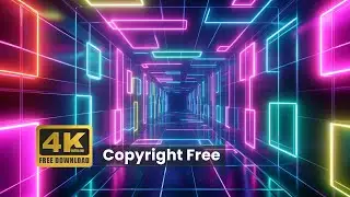 Copyright free 4K Exploring the Mesmerizing Neon Cyberpunk Tunnel - Futuristic Visuals 2025