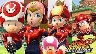 Mario Strikers Battle League Toad Peach Daisy and Diddy Kong at Mushroom Hill CPU Hard Rockets