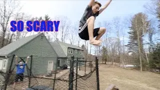 SCARIEST TRAMPOLINE JUMP YET(over the net)