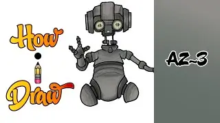 How I Draw AZ-3 DROID from STAR WARS the CLONE WARS & the BAD BATCH * how to draw az3 art lessons *