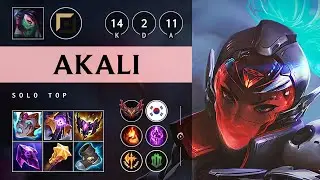 Akali Top vs Volibear: Triple Kill, Unstoppable - KR Grandmaster Patch 14.21