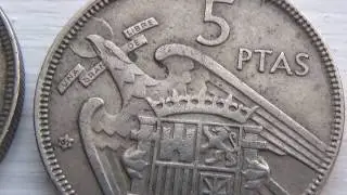 Two 1957 Spain 5 Ptas Coins