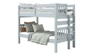 360 View of the Bedz King BK906EL Twin over Twin Bunk Bed in Breezy Blue.