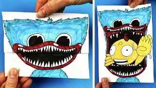 How to Draw a HUGGY WUGGY SURPRISE FOLD - COOL HUGGY WUGGY PAPER CRAFTS For FANS
