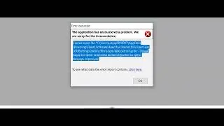 The application has encountered a problem. We are sorry for the inconvenience