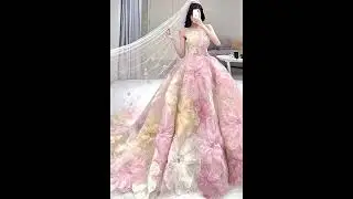 2023 Luxury Colorful 3D Flowers Wedding Gown