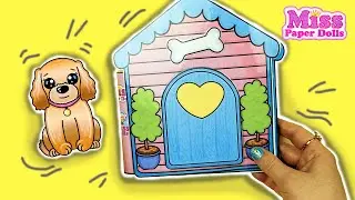 Home decoration for puppies / quiet book paper doll house