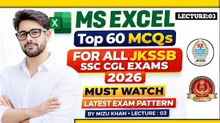 MS Excel Top 60 MCQs || JKSSB, JUNIOR ASSISTANT ||FAA ||  JKP|| SSC CGL || BANKING EXAMS. 