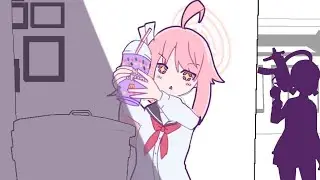 Natsu try the grimace shake | blue archive animation