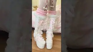 Adding ribbon to my boots 👢🎀୨. ° #shorts #aesthetic #decoration #outfit #softaesthetic #princesscore