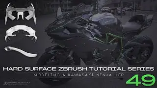 Hard Surface ZBrush Tutorial Series // Modeling A Kawasaki Ninja H2R // 49