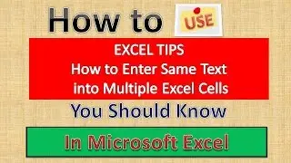 Excel Tips (How to Enter Same Text into Multiple Excel Cells)