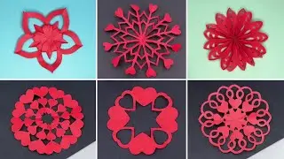 Beautiful Paper Snowflake Art & Craft Ideas for Kids || Easy DIY Red Snowflake Paper Art