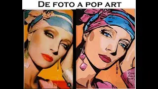 Painting Challenge #122 / Acrílico sobre tabla / Mujer con pañuelo / De foto a Pop ART desde 0