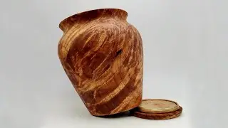 Woodturning | Maple Burl Urn With The Lid On The Bottom