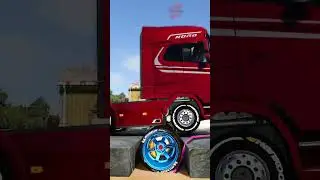 Chained Trucks vs Spinning wheel Speedbumps #shorts #beamng #beamngdrive #beamngcrashes #trucksvs