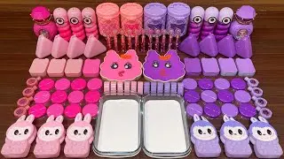 PINK vs PURPLE RABBIT I Mixing Random into Glossy Slime I Relax with videos💕