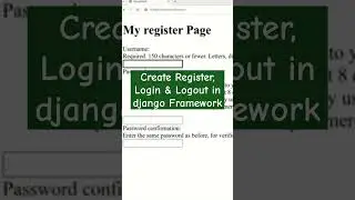 how to create Register, login and logout #djangoframework #registration #login #register #python