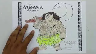 beautifull princess moana maui disney drawing and coloring learn for kids